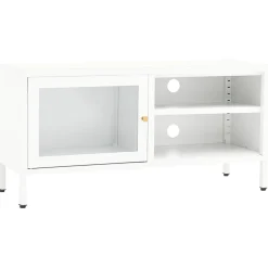 Szafka Pod Telewizor Biała Półka Szafka RTV Stalowa 90x30x44 cm