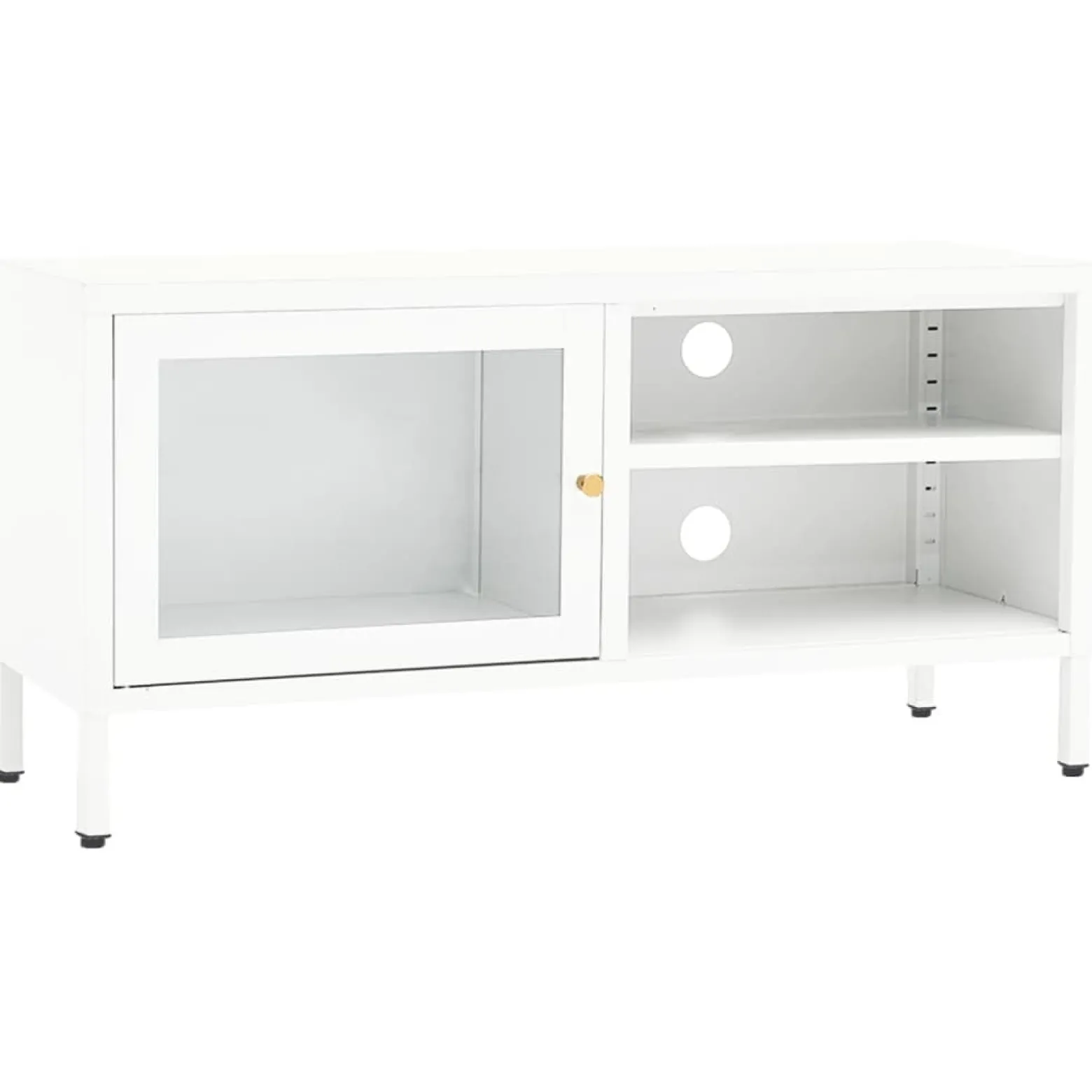 Szafka Pod Telewizor Biała Półka Szafka RTV Stalowa 90x30x44 cm