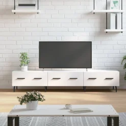 Szafka Pod Telewizor Biały Połysk Stolik Półka Szafka RTV 150x36x30 cm