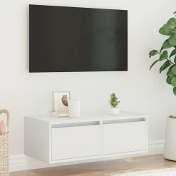 Szafka Pod Telewizor Biały Stolik Półka Szafka RTV LED 75x35.5x25 cm