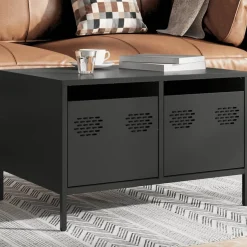 Szafka Pod Telewizor Czarna Półka Szafka RTV Stalowa 68x50x43.5 cm