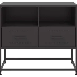Szafka Pod Telewizor Czarna Półka Szafka RTV Stalowa 68x39x60.5 cm