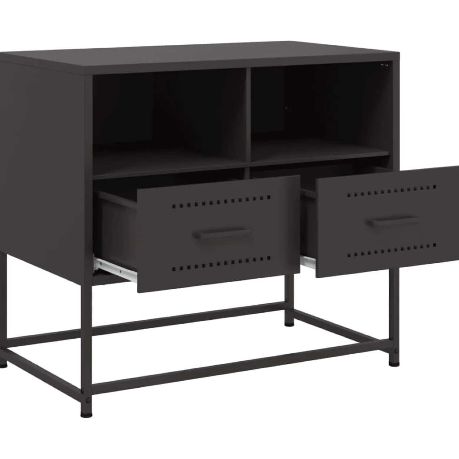 Szafka Pod Telewizor Czarna Półka Szafka RTV Stalowa 68x39x60.5 cm