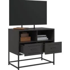 Szafka Pod Telewizor Czarna Półka Szafka RTV Stalowa 68x39x60.5 cm
