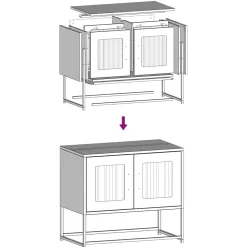 Szafka Pod Telewizor Czarna Półka Szafka RTV Stalowa 68x39x60.5 cm
