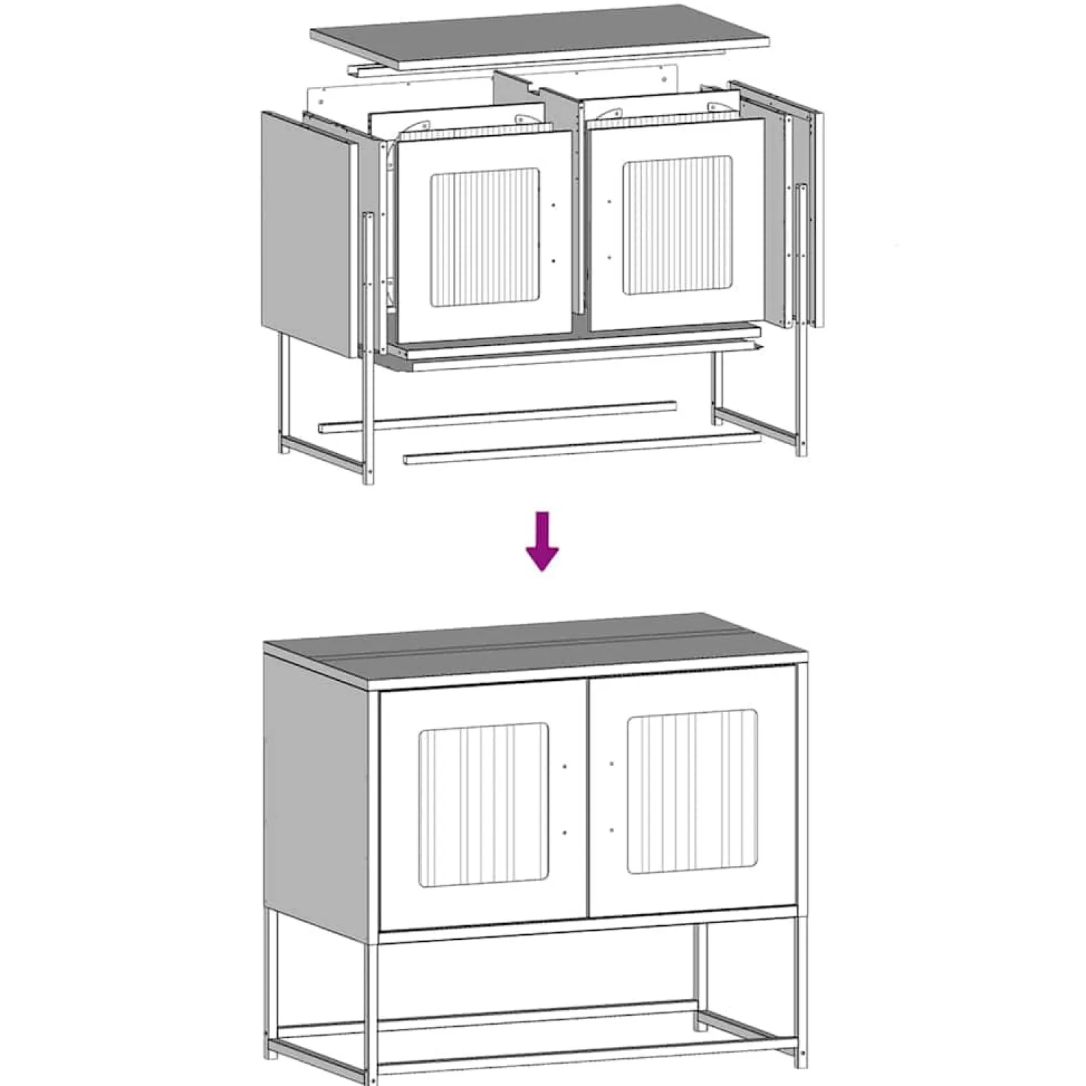 Szafka Pod Telewizor Czarna Półka Szafka RTV Stalowa 68x39x60.5 cm