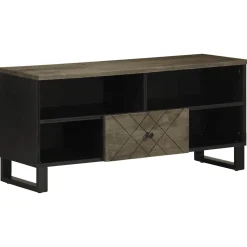 Szafka pod telewizor czarna 100x33x46 cm lite drewno mango
