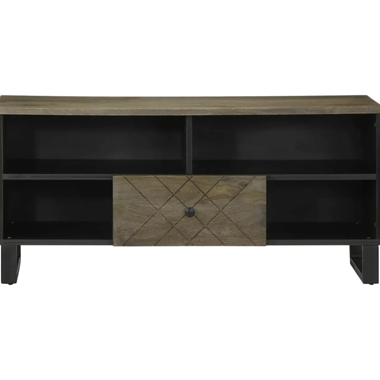 Szafka pod telewizor czarna 100x33x46 cm lite drewno mango