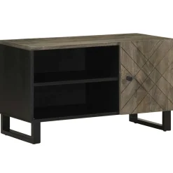 Szafka pod telewizor czarna 80x33x46 cm lite drewno mango