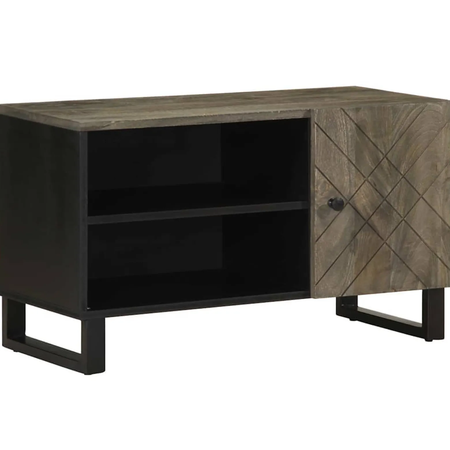Szafka pod telewizor czarna 80x33x46 cm lite drewno mango