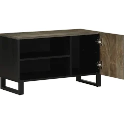 Szafka pod telewizor czarna 80x33x46 cm lite drewno mango
