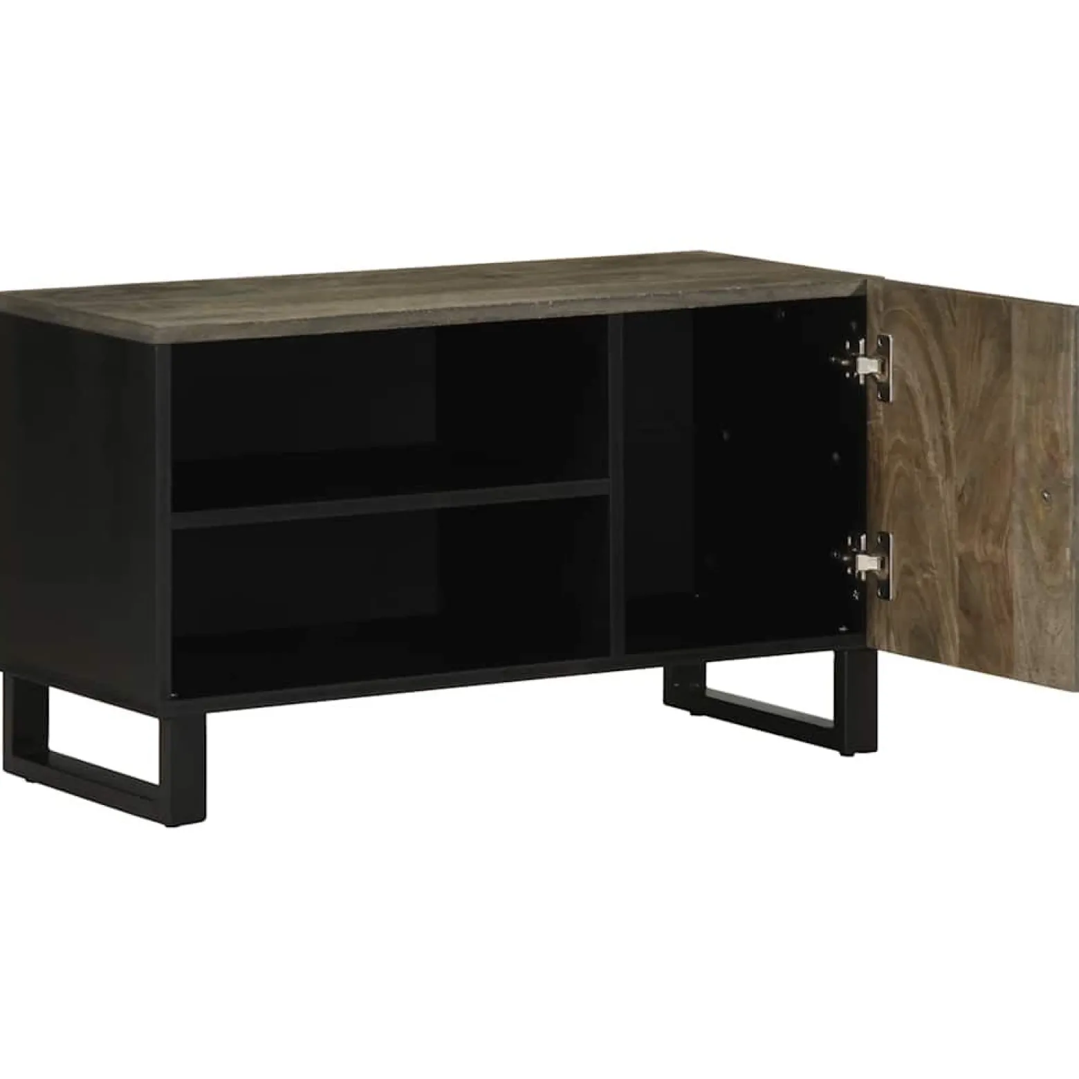 Szafka pod telewizor czarna 80x33x46 cm lite drewno mango
