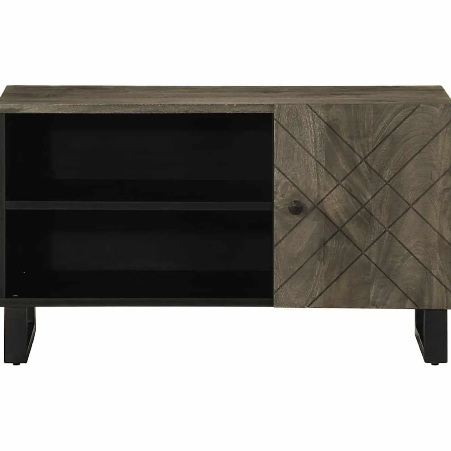 Szafka pod telewizor czarna 80x33x46 cm lite drewno mango