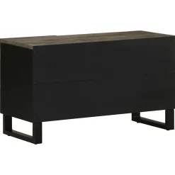 Szafka pod telewizor czarna 80x33x46 cm lite drewno mango