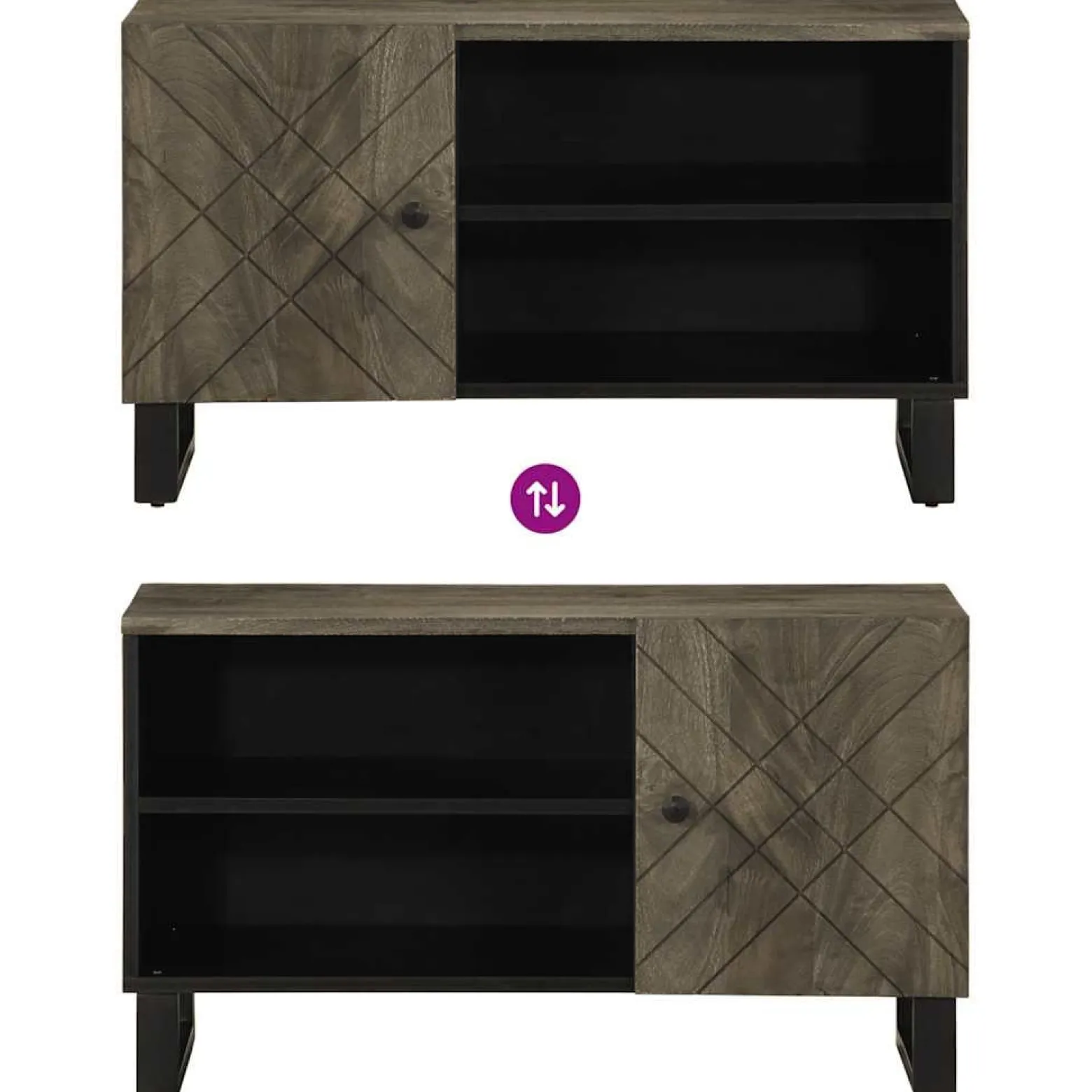 Szafka pod telewizor czarna 80x33x46 cm lite drewno mango