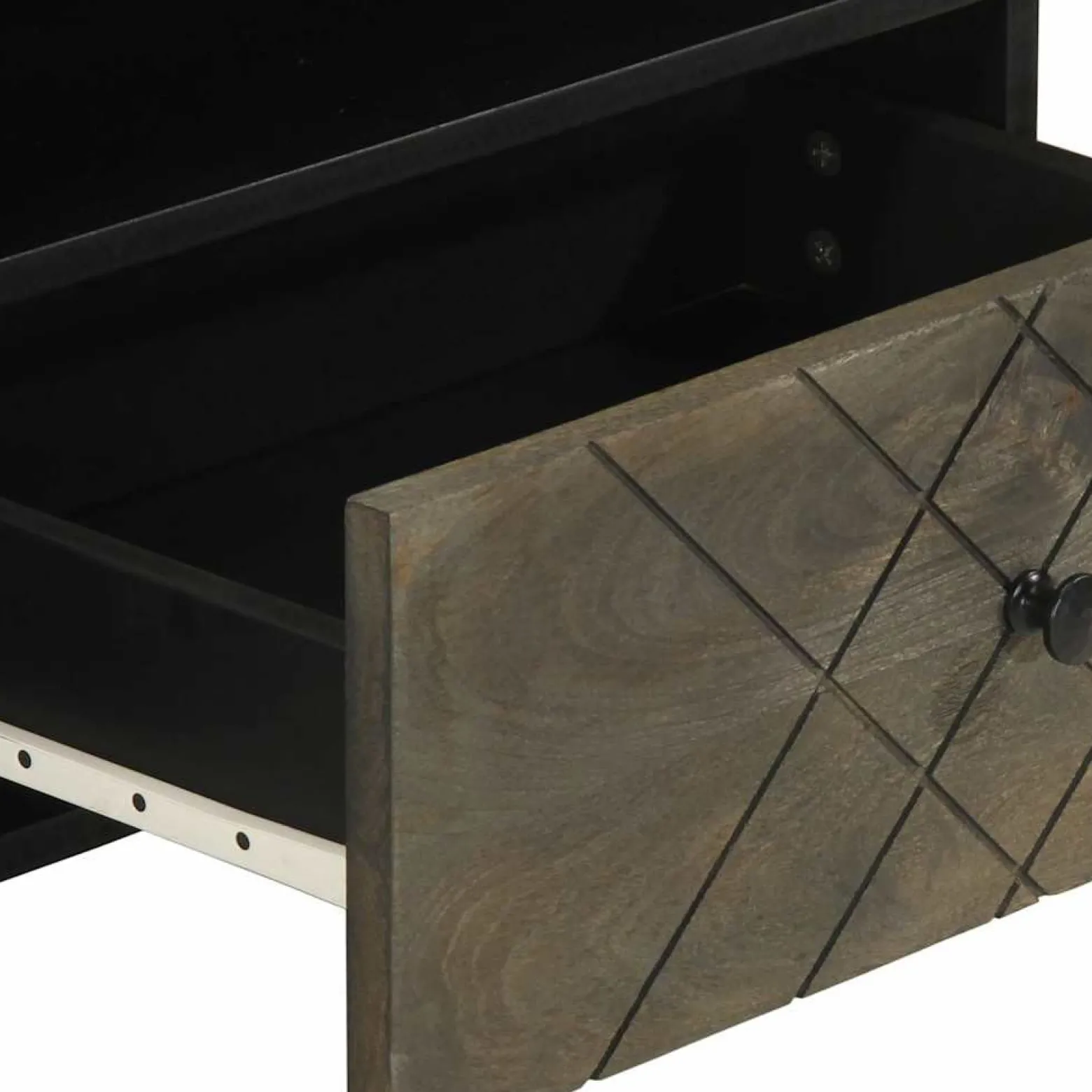 Szafka pod telewizor czarna 80x33x46 cm lite drewno mango