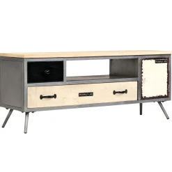 Szafka pod telewizor lite drewno mango i stal 120x30x45 cm