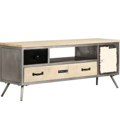 Szafka pod telewizor lite drewno mango i stal 120x30x45 cm