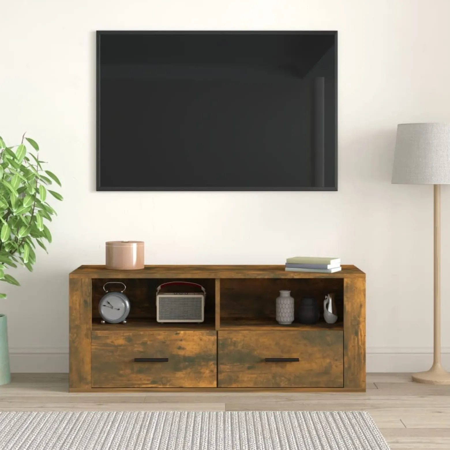 Szafka Pod Telewizor Półka Stolik RTV Brązowy 100x35x40 cm