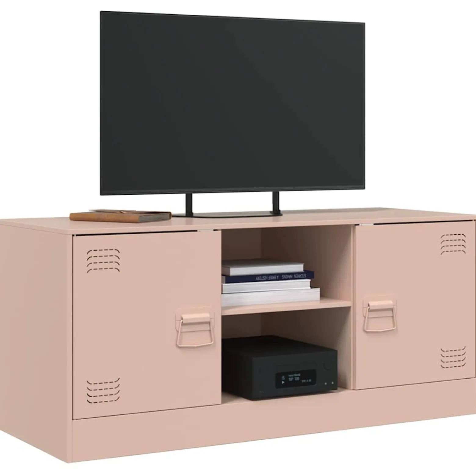 Szafka Pod Telewizor Różowa Półka Szafka RTV Stalowa 99x39x44 cm