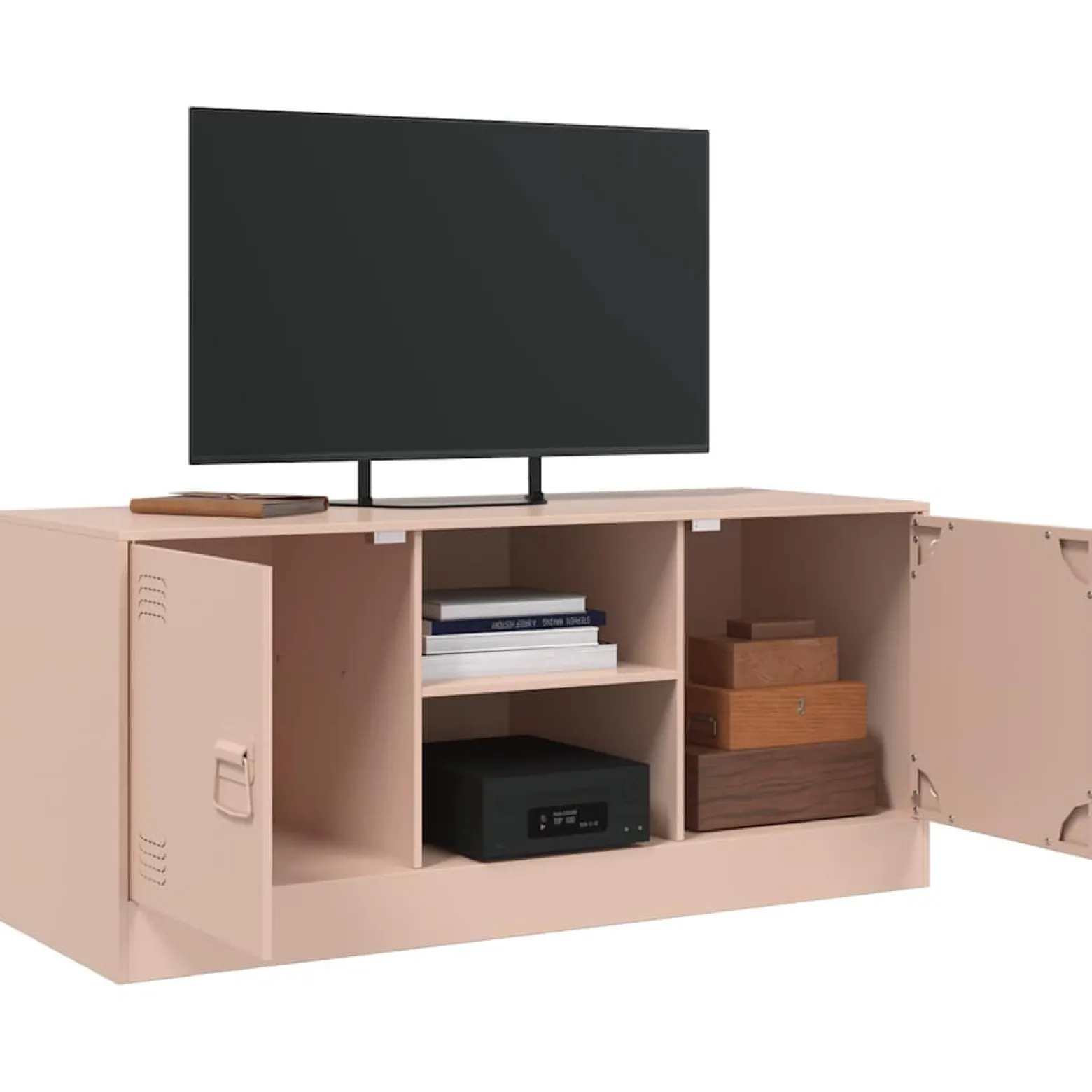 Szafka Pod Telewizor Różowa Półka Szafka RTV Stalowa 99x39x44 cm