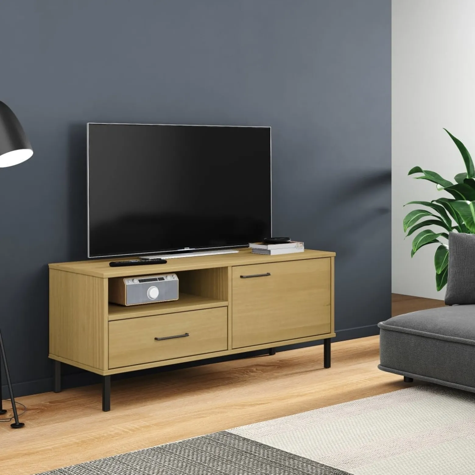 Szafka pod Telewizor Rtv Brąz Mat Szuflady Drzwiczki 106x40x46,5cm