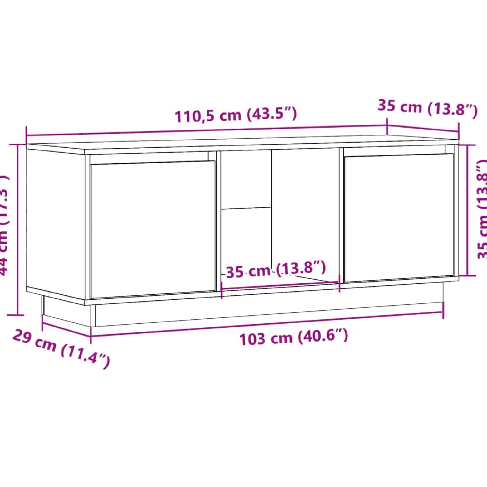 Szafka pod Telewizor Rtv Brąz Mat Nowoczesny Salon 110,5x35x44cm