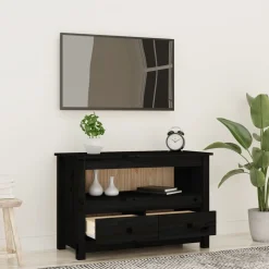Szafka pod Telewizor Rtv Czarny Mat Szuflady Nowoczesny 79x35x52cm