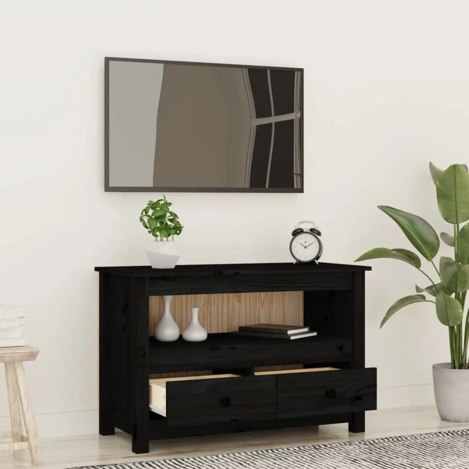 Szafka pod Telewizor Rtv Czarny Mat Szuflady Nowoczesny 79x35x52cm