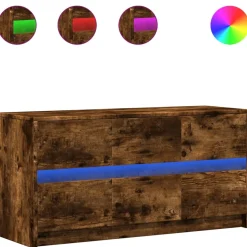 Szafka Pod Telewizor Stolik Półka Szafka RTV Brązowa LED 100x34x50 cm