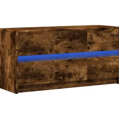 Szafka Pod Telewizor Stolik Półka Szafka RTV Brązowa LED 100x34x50 cm