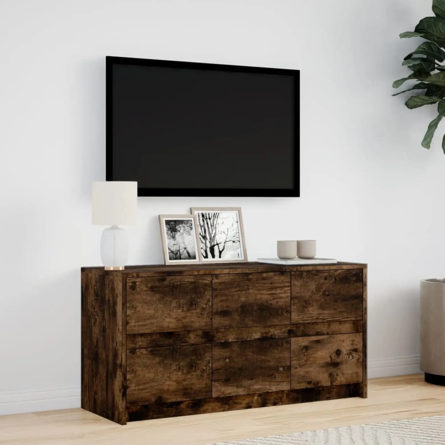 Szafka Pod Telewizor Stolik Półka Szafka RTV Brązowa LED 100x34x50 cm