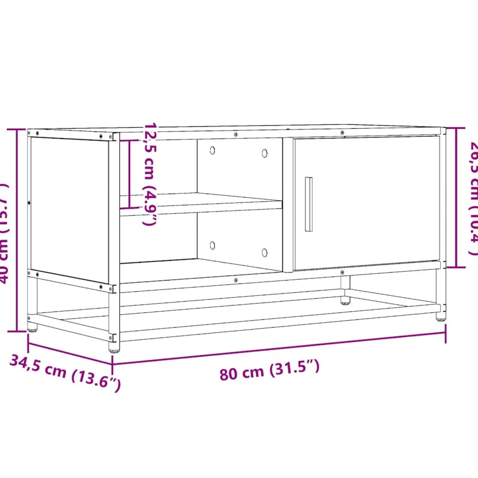 Szafka Pod Telewizor Stolik Półka Szafka RTV Do Salonu 80x34.5x40 cm