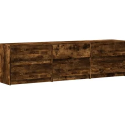 Szafka Pod Telewizor Stolik Półka Szafka RTV Brązowa LED 180x34x50 cm