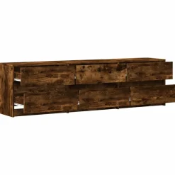 Szafka Pod Telewizor Stolik Półka Szafka RTV Brązowa LED 180x34x50 cm