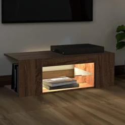 Szafka Pod Telewizor Stolik Półka Szafka RTV Brązowa LED 90x39x30 cm