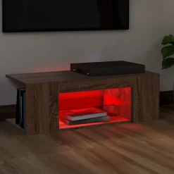 Szafka Pod Telewizor Stolik Półka Szafka RTV Brązowa LED 90x39x30 cm