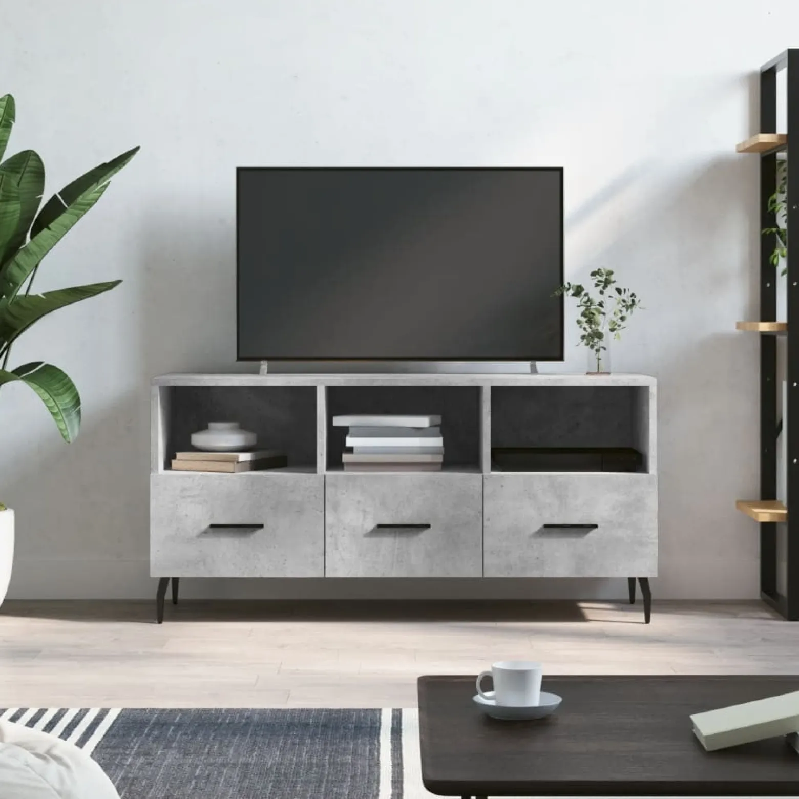 Szafka pod telewizor szarość betonu 102x36x50 cm