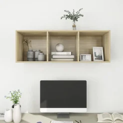 Szafka Pod Telewizor Wisząca Szafka RTV Stolik Półka Brązowa 37x37x107 cm