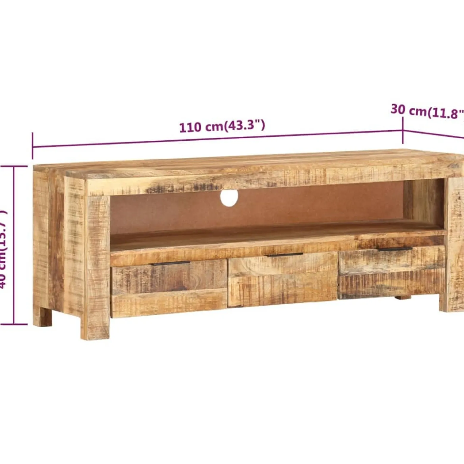 Szafka Pod TV Szafka Pod Telewizor RTV Drewniana Półka 110x30x40 cm