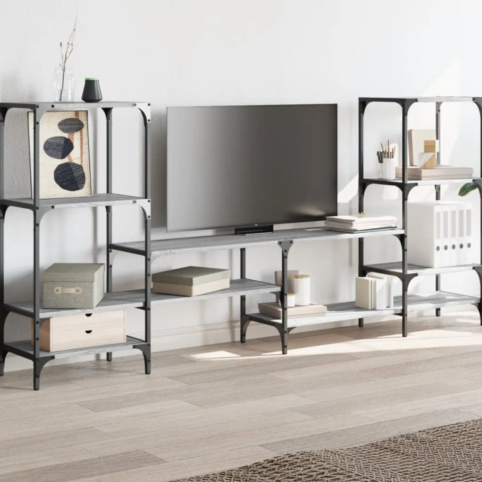 Szafka pod TV szary dąb sonoma 206.5x28.5x95 cm
