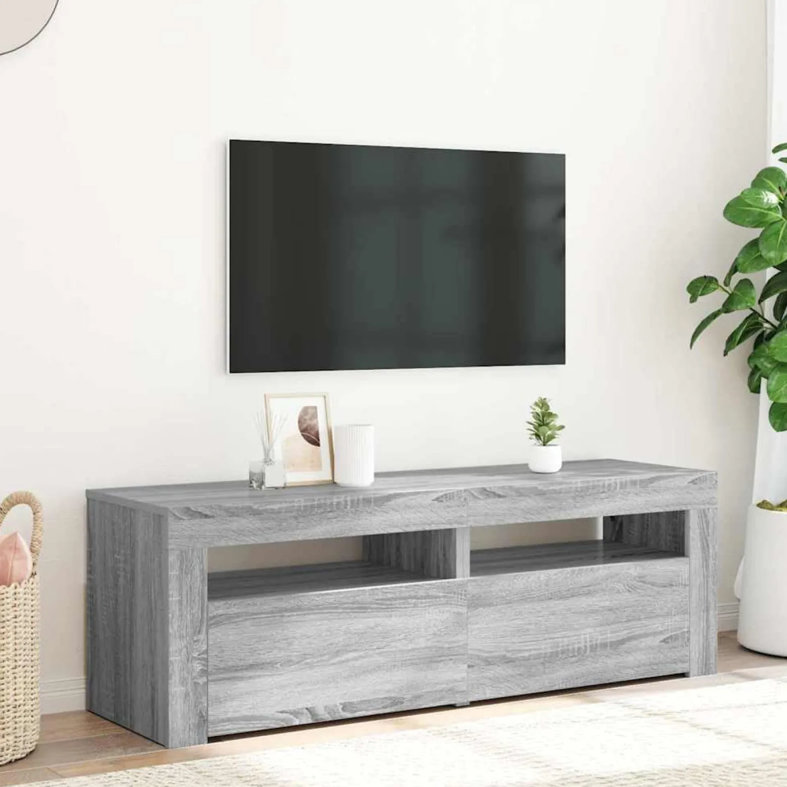 Szafka pod TV z LED szary dąb sonoma 120x35x40 cm