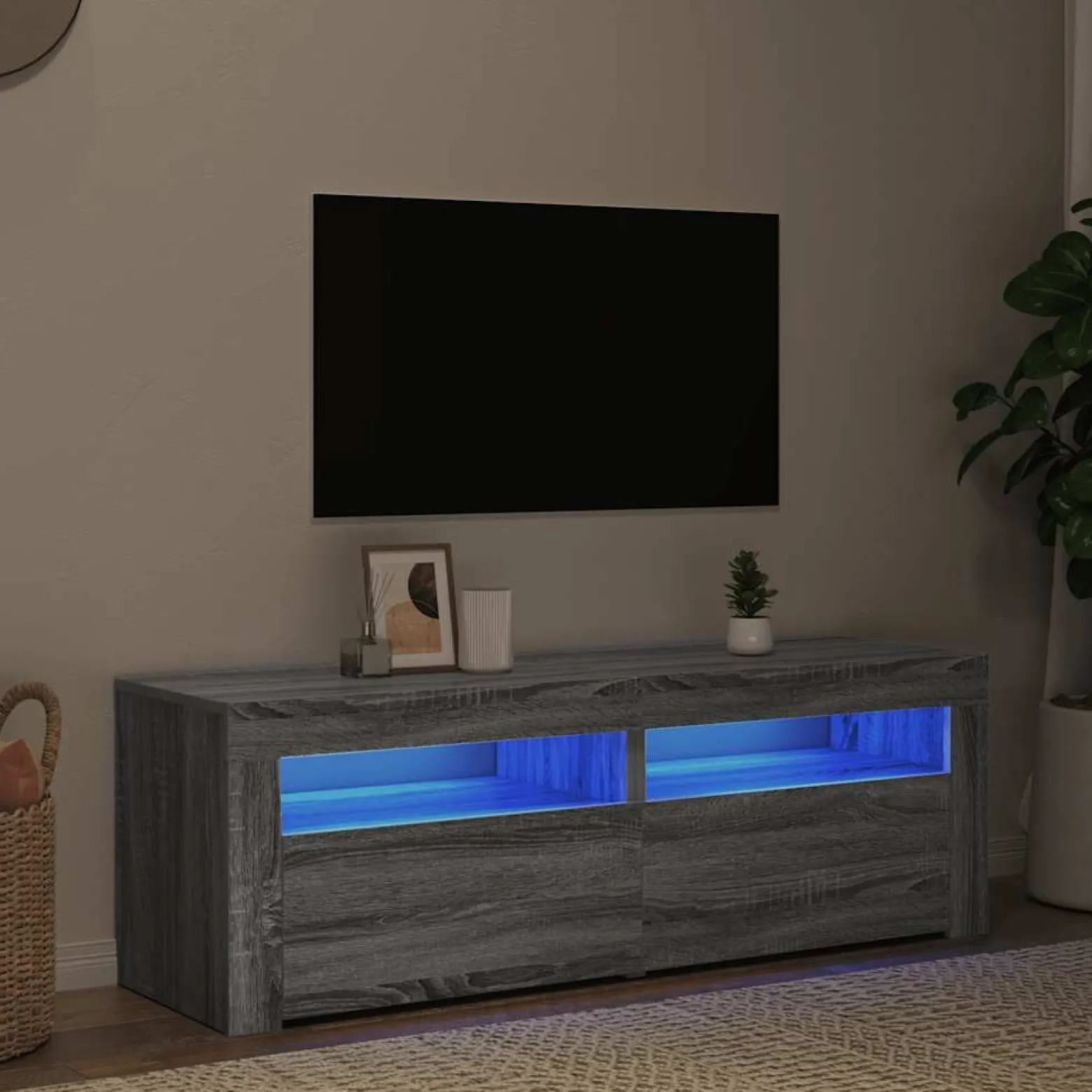 Szafka pod TV z LED szary dąb sonoma 120x35x40 cm