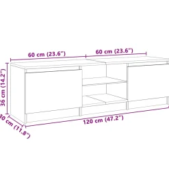 Szafka pod TV z oświetleniem LED szara 120 x 30 x 36 cm