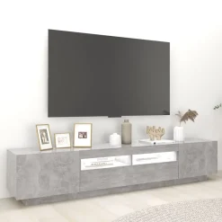 Szafka pod TV z oświetleniem LED szarość betonu 200x35x40 cm