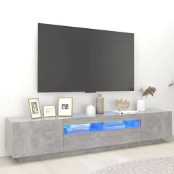 Szafka pod TV z oświetleniem LED szarość betonu 200x35x40 cm