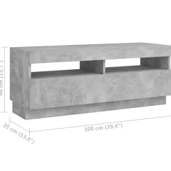 Szafka pod TV z oświetleniem LED szarość betonu 200x35x40 cm