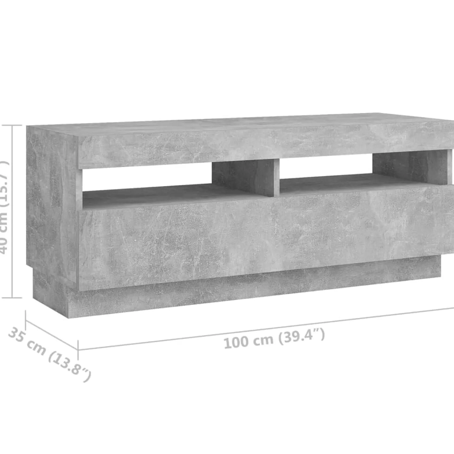 Szafka pod TV z oświetleniem LED szarość betonu 200x35x40 cm
