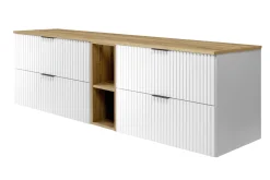 Szafka pod umywalkę, biały / Dąb Craft 180(2 x 80 + 20) x 57 x 46 cm + blat