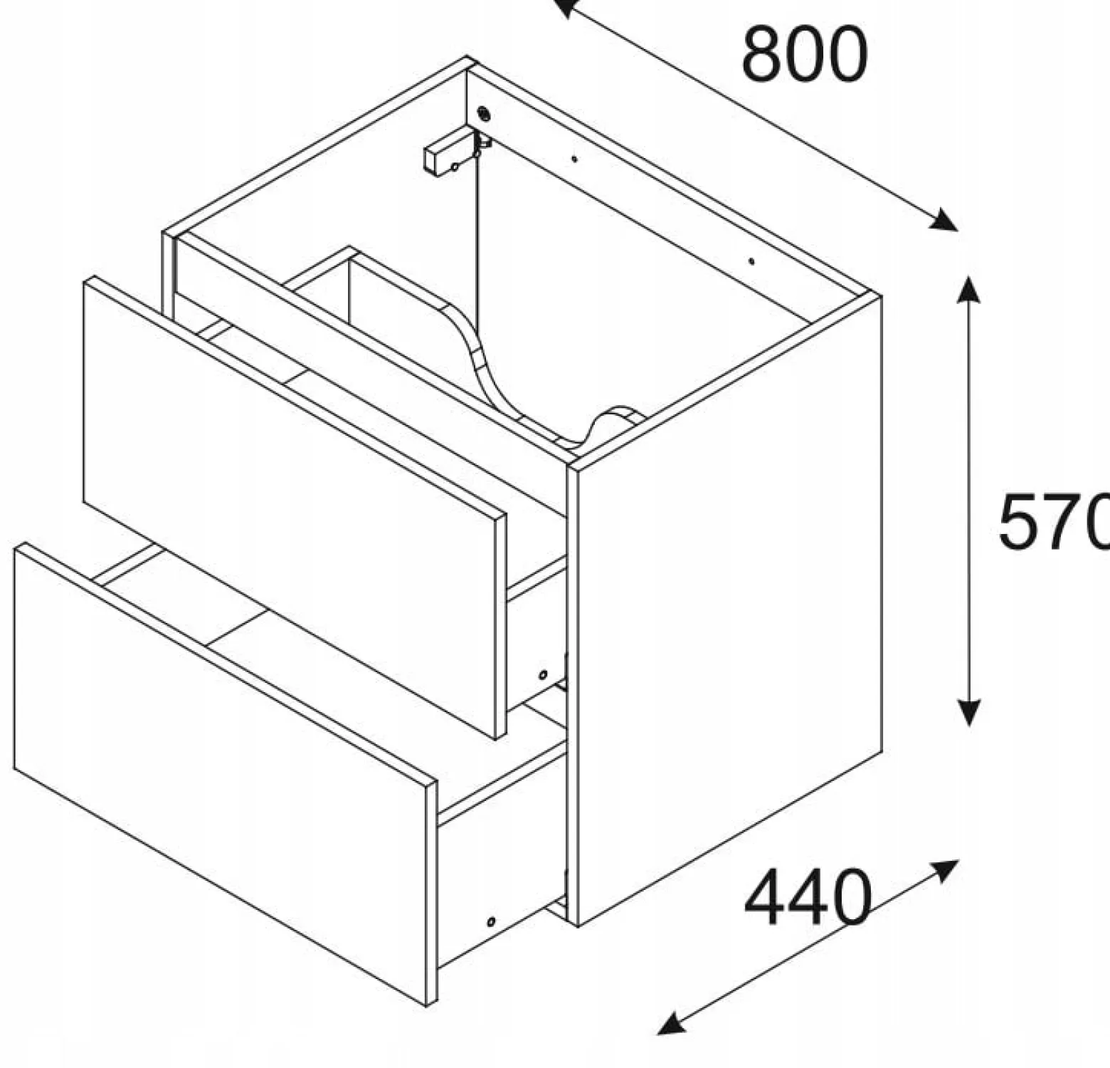 Szafka Pod Umywalkę 80 cm BEŻOWA DĄB Wisząca 2S MDF 3D LUXOR